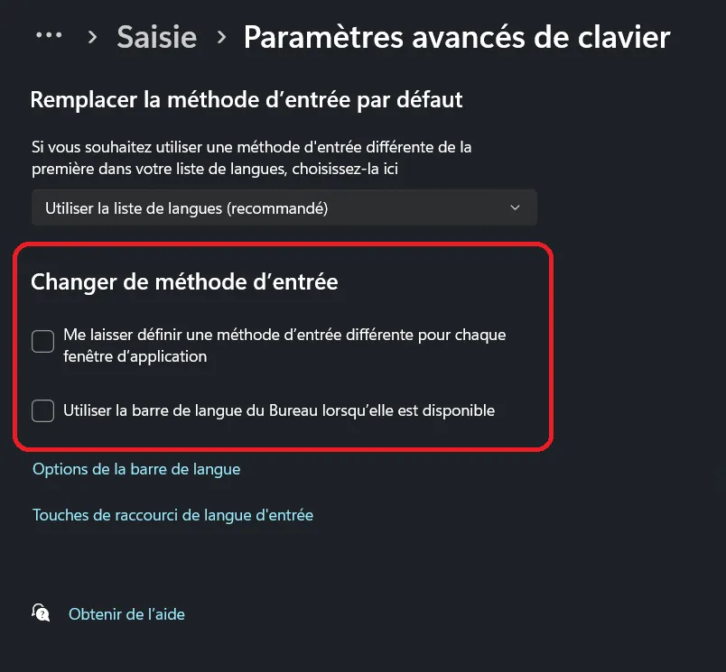 Comment changer le mode d'entrée des claviers