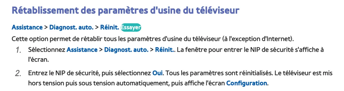 reinitialiser tv samsung de 2012 à 2015
