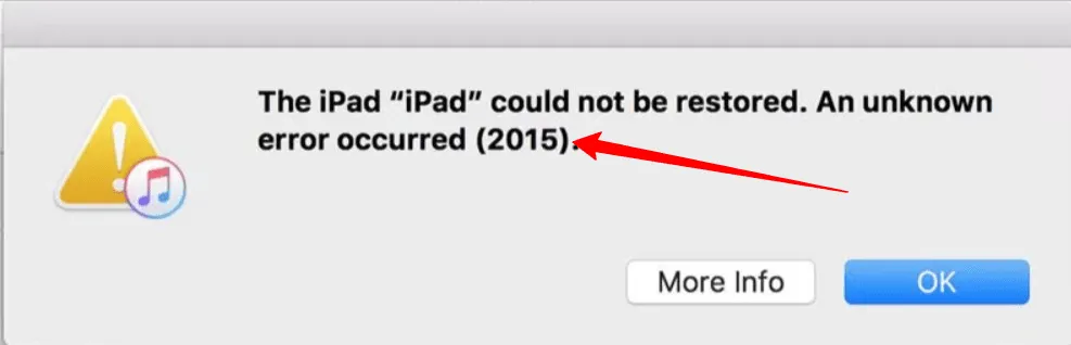 erreur 2015 sur ipad