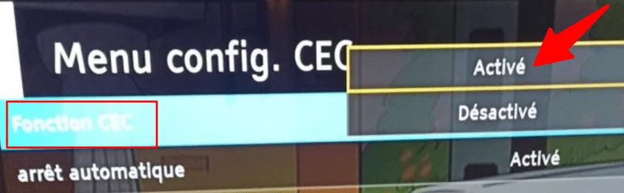 Menu CEC TV Panasonic