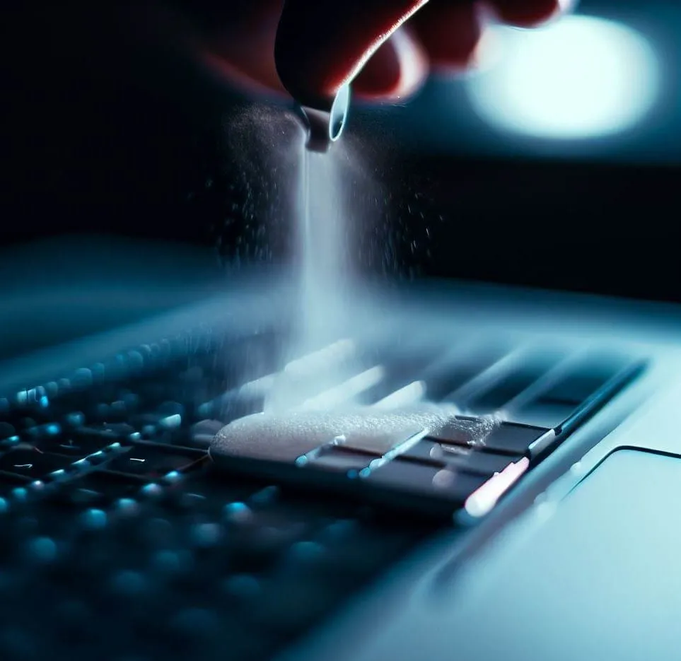 Clavier macbook nettoyé avec bonbonne d'air