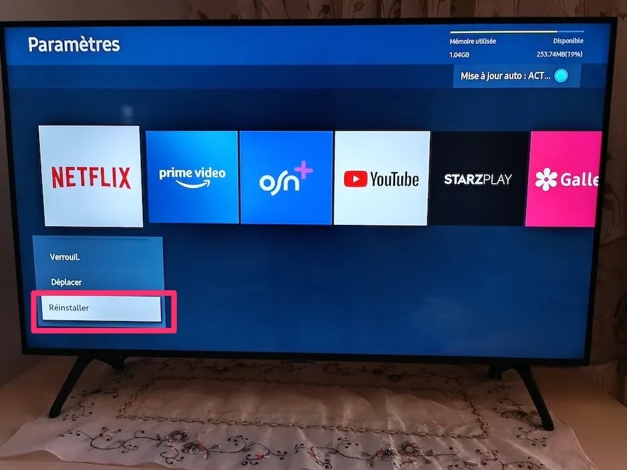 TV Samsung réinstaller Netflix