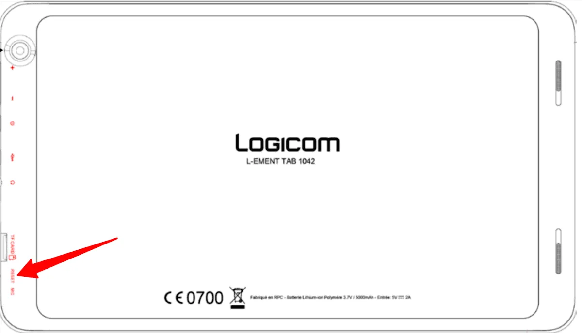réinitialiser tablette logicom