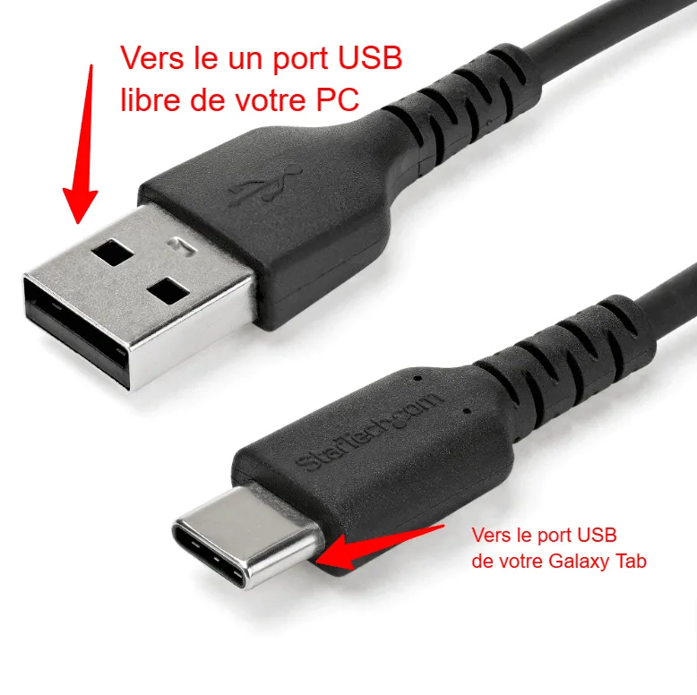 Chargez votre Galaxy Tab sur votre PC