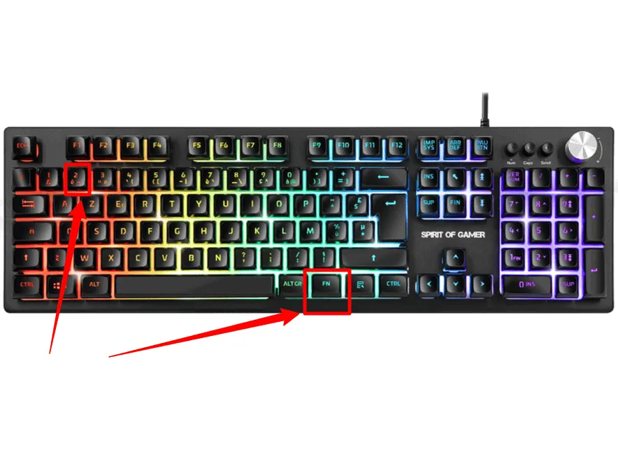 Clavier Spirit of Gamer qui clignote