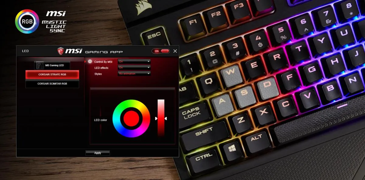 Utiliser mystic light pour changer couleur clavier