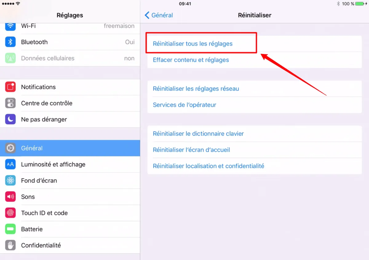 Comment réinitialiser l'ipad à sa configuration d'origine