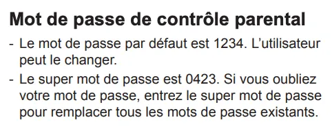 mot de passe tv thomson