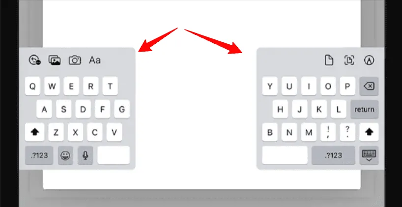 Clavier ipad qui est divisé en 2