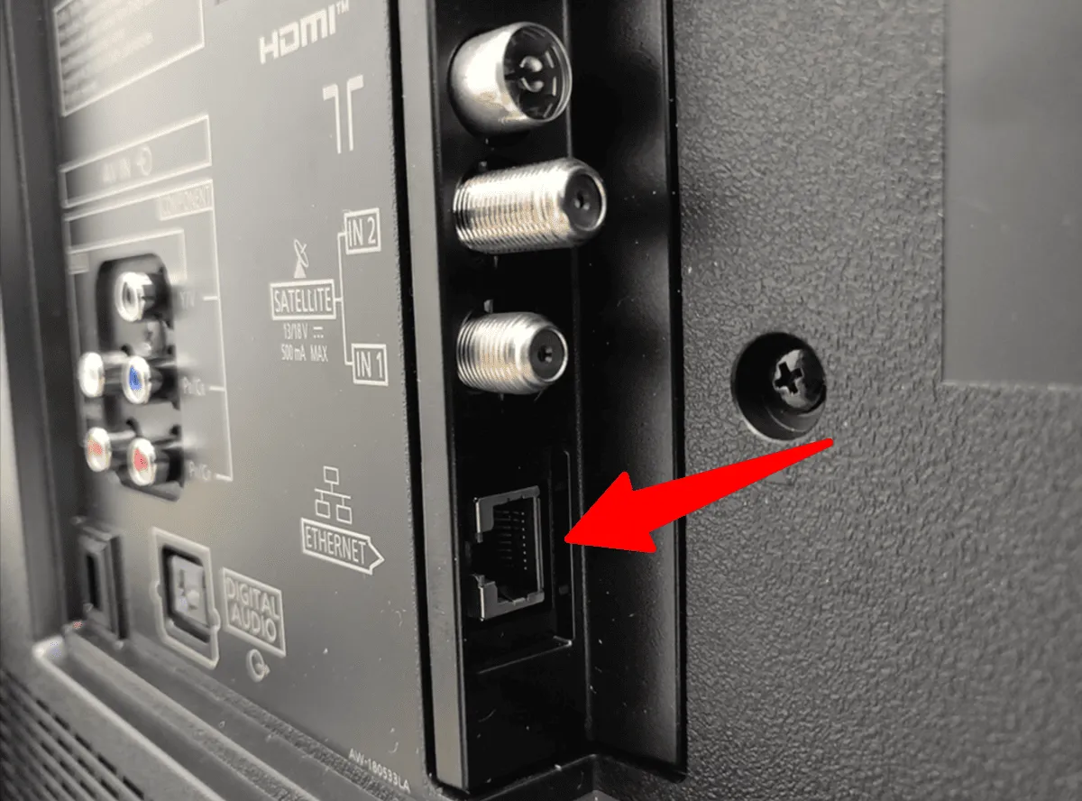Entrée ethernet d'une TV Toshiba
