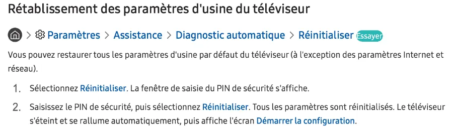 reinitialiser tv samsung de 2016 à 2018