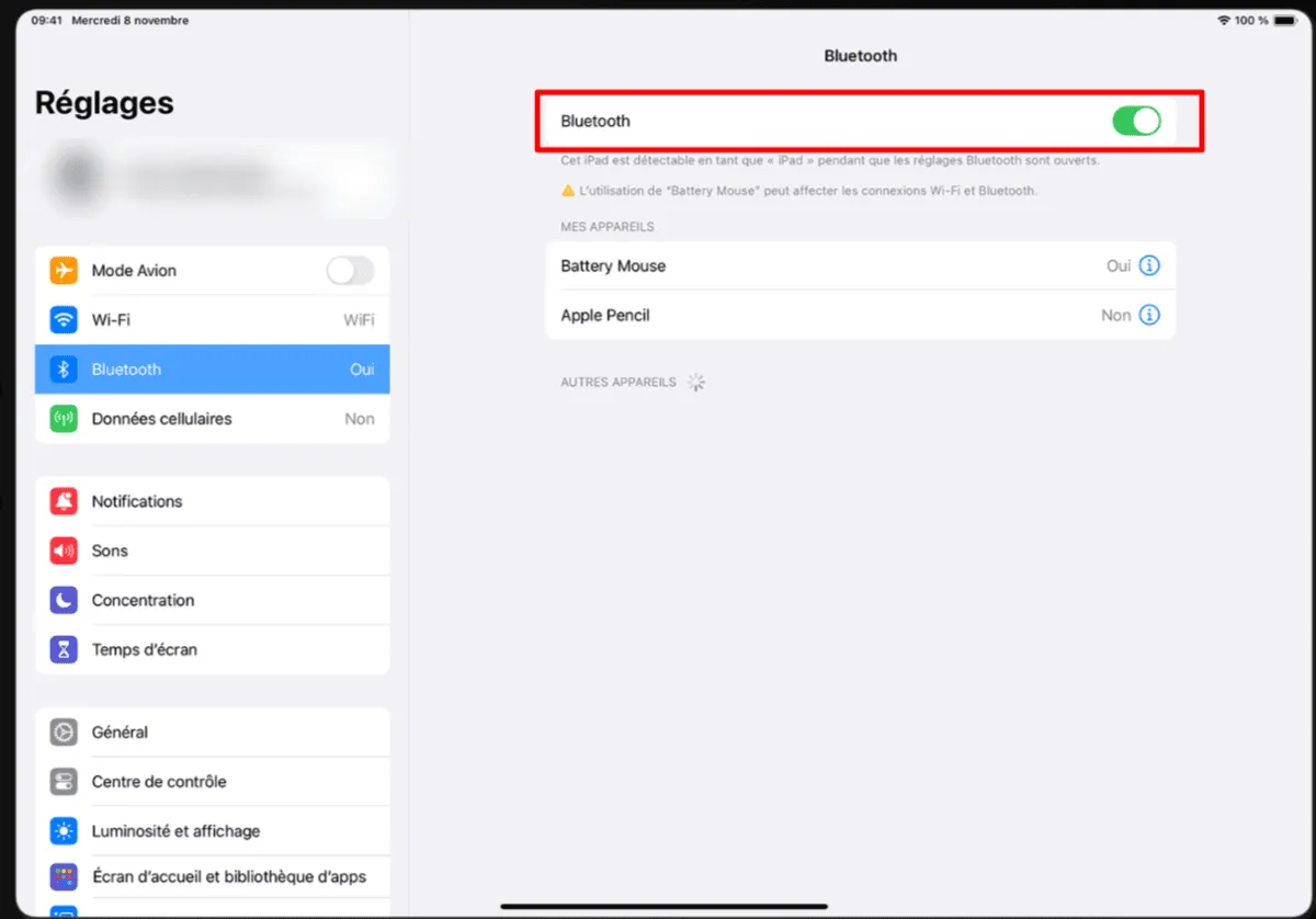 activer le bluetooth sur ipad