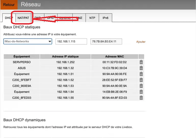 Comment paramètrer NAT Livebox Orange