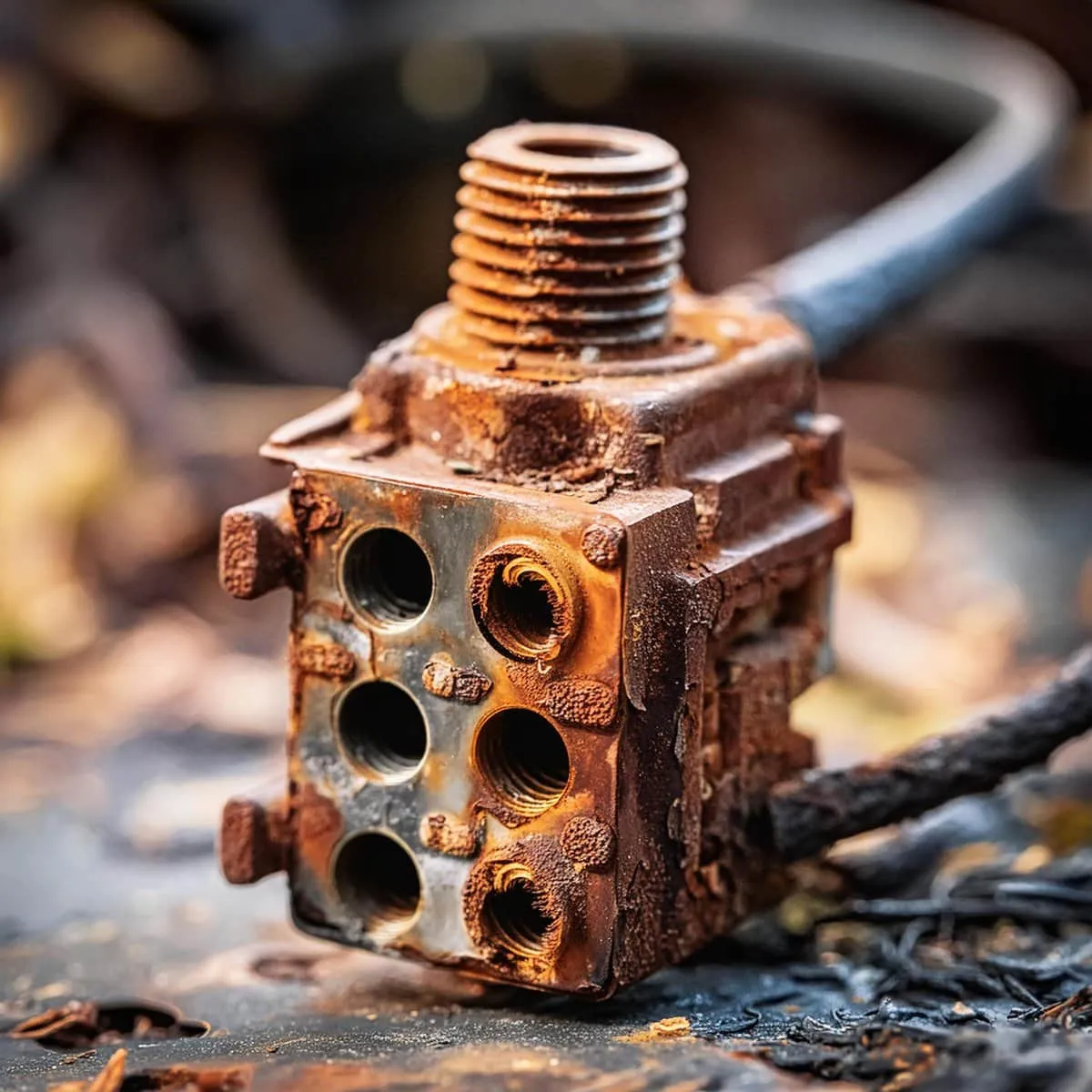 Connecteur électronique rouillé