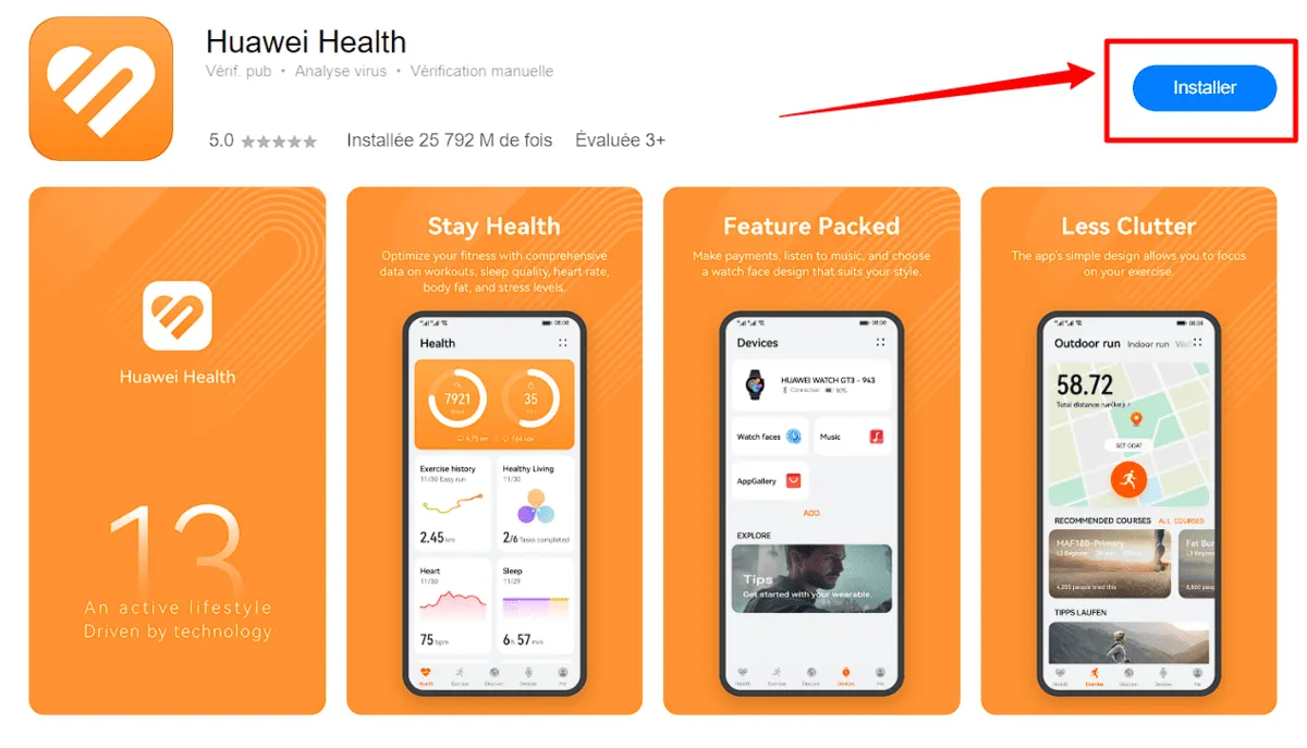 installez huawei health pour gérer votre montre huawei