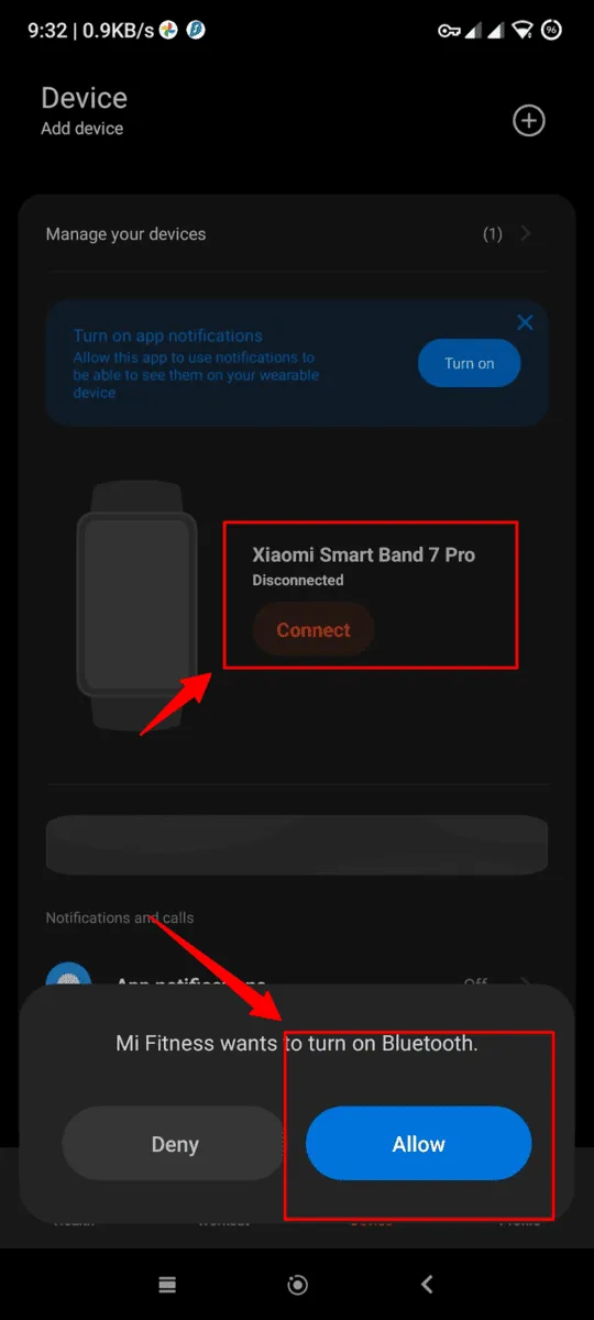 Activer bluetooth pour l'application Mi Fitness