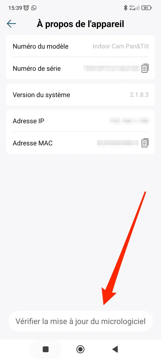 camera eufy application mise à jour micrologiciel
