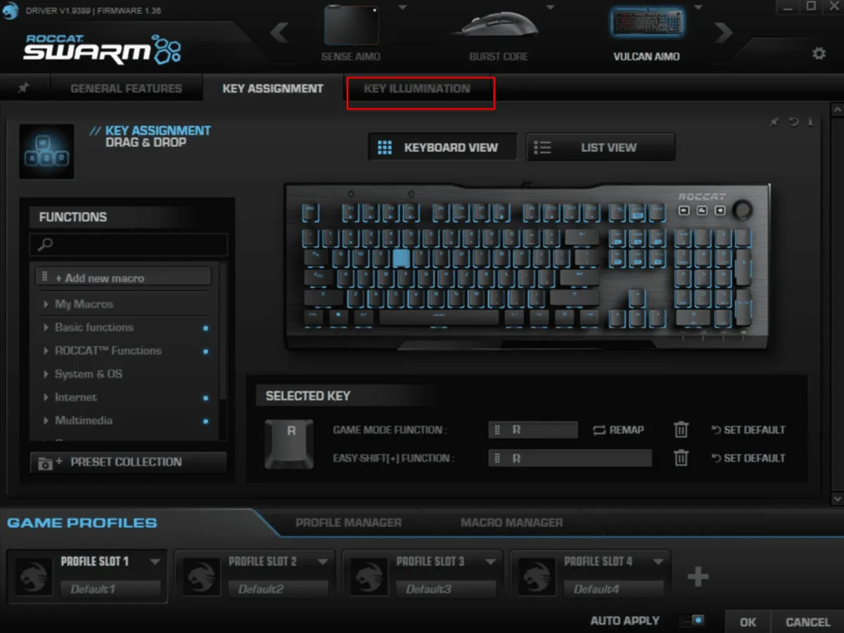 changer couleur clavier avec le logiciel roccat swarm